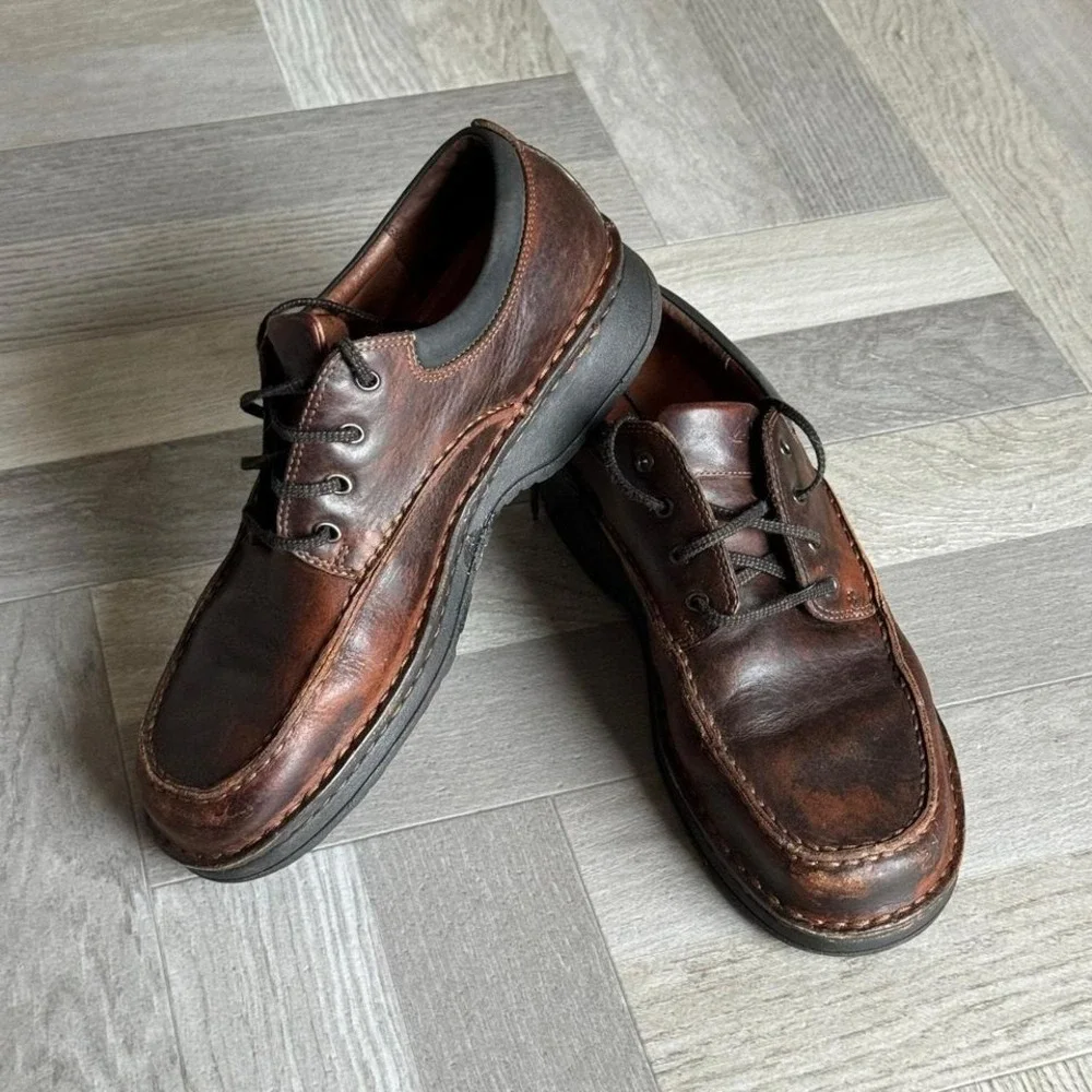 Clarks Leather Brown Oxford Dress Casual Comfort Lace Up Shoes Men's‎ Size 11W